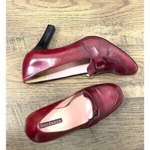 Enzo Angiolini Eaastor Vintage Red Leather Loafer Pump Preppy Academia Sz 8.5